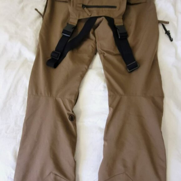 Volcom Rain Bib Overalls Men's Size Small Brown Cold Weather Gear - Picture 9 of 12